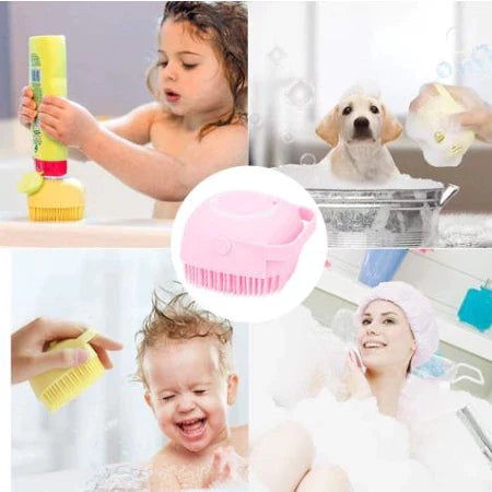 Esponja De Silicone Para Banho Com Dispenser Shampoo Sabonete