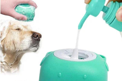Esponja De Silicone Para Banho Com Dispenser Shampoo Sabonete